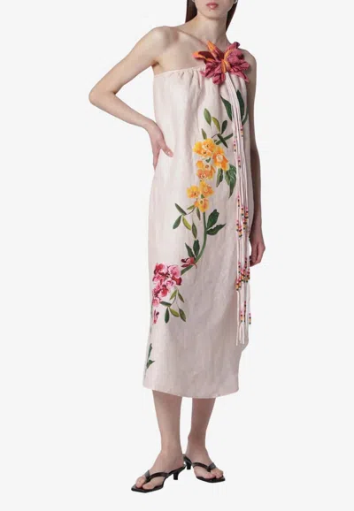 Farm Rio Garden Terrace Pink One Shoulder Maxi Dress Garden Terrace Pink