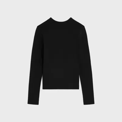 Celine Triomphe Long-sleeved T-shirt In Ribbed Cotton Jersey In Black