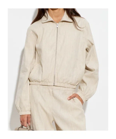 Samsoe & Samsoe Zipper Casual Jacket In Neutral