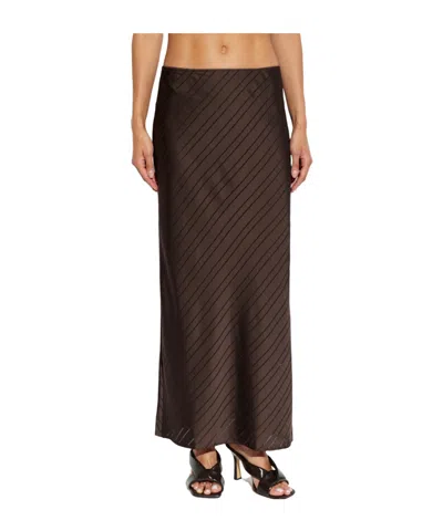 Samsoe & Samsoe Saagneta Diagonal-stripe Maxi Skirt In Brown