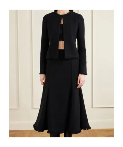 Gabriela Hearst Normand Frayed Wool And Cashmere-blend Jacket In Black