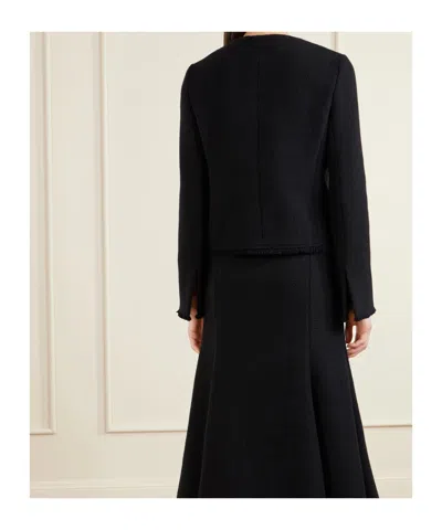Gabriela Hearst Normand Frayed Wool And Cashmere-blend Jacket In Black