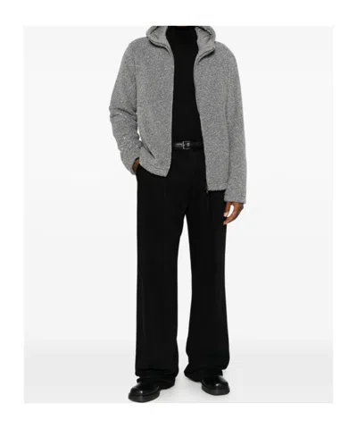 Herno Hooded Bouclé-effect Coat In Gray