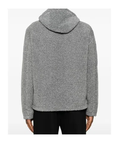 Herno Hooded Bouclé-effect Coat In Gray