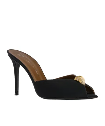 Giuseppe Zanotti Intriigo Cocktail 90 Embellished Faille Mules In Black