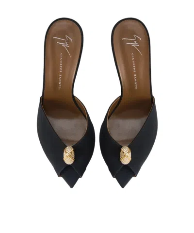Giuseppe Zanotti Intriigo Cocktail 90 Embellished Faille Mules In Black
