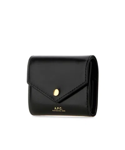 A.p.c. Envelope Leather Wallet In Black