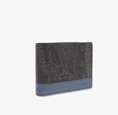 Etro Bifold Arnica Wallet With Leather Insert In Black