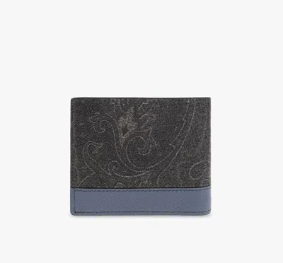 Etro Bifold Arnica Wallet With Leather Insert In Black