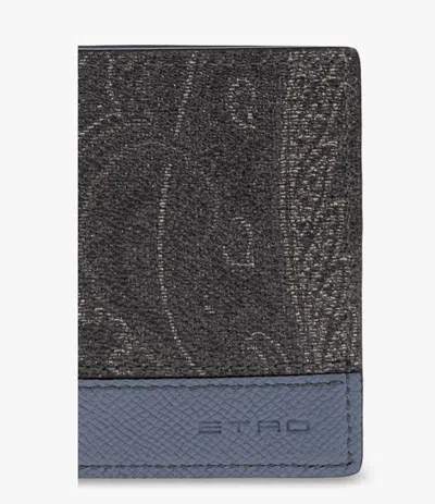 Etro Bifold Arnica Wallet With Leather Insert In Black