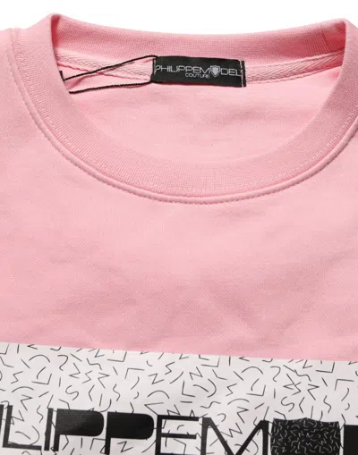 Philippe Model Pink Cotton Logo Long Sleeves Pullover Sweater In Pink