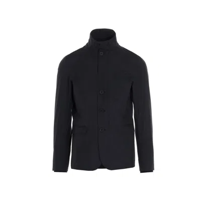 Herno Black Polyester Full-length Jacket In Blue