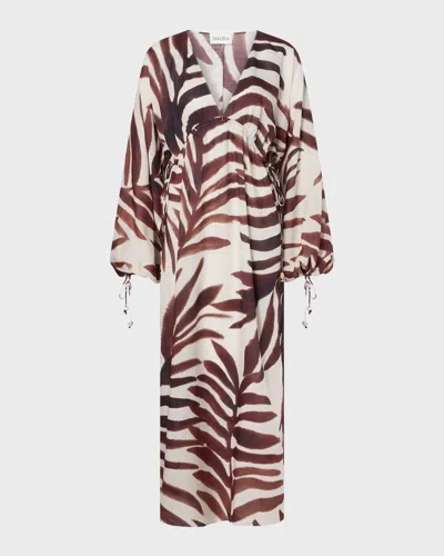 Malina Joseline Sheer Drawstring Maxi Kaftan In White