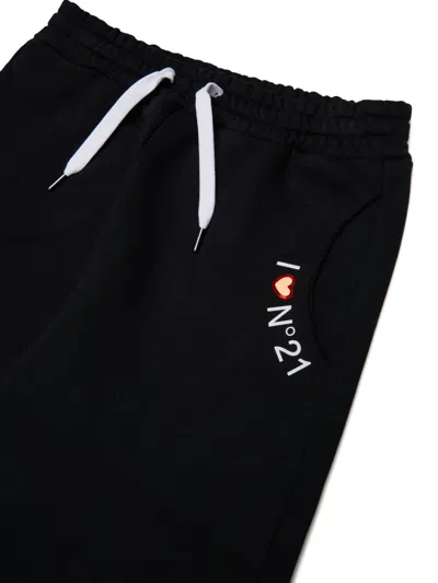 N°21 Logo-print Drawstring Track Pants In Black