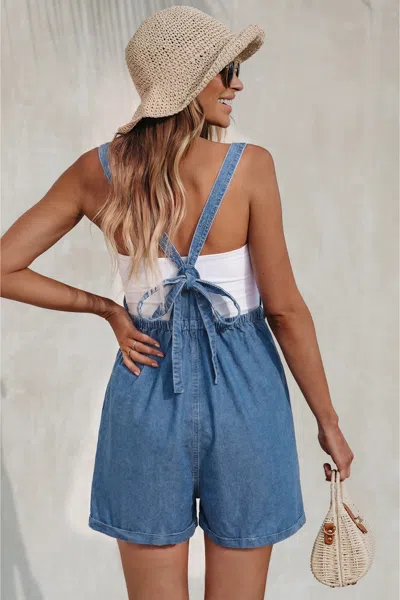 Cupshe Keep Winning Denim Romper In Blue