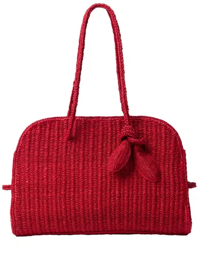 Jacquemus Medium Le Turismo Raffia Shoulder Bag In Red