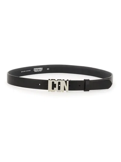 Dsquared2 Dsquared Leather Belt In Black