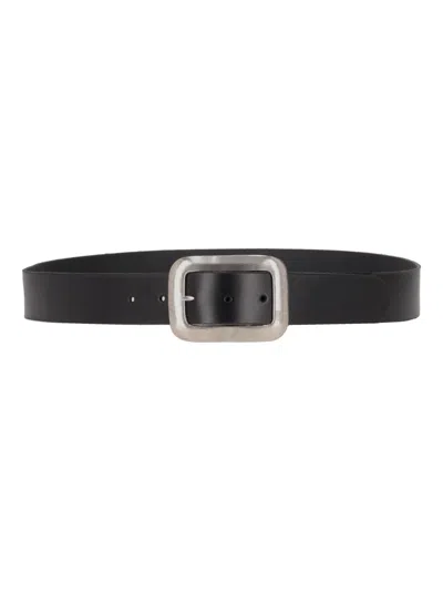 La Rose Black Solid Buckle Belt In Black