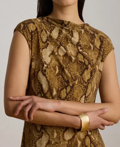 Ralph Lauren Python-print Jersey Cap-sleeve Midi Dress In Multi