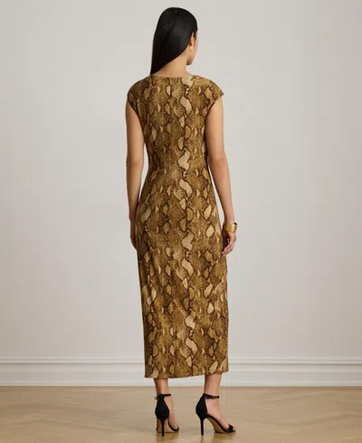 Ralph Lauren Python-print Jersey Cap-sleeve Midi Dress In Multi