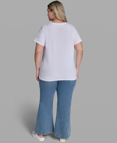 Karl Lagerfeld Plus Size Script Bonjour T-shirt In White