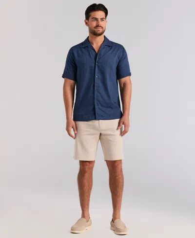 Cubavera Men's Solid Textured Camp Collar Shirt In Blue