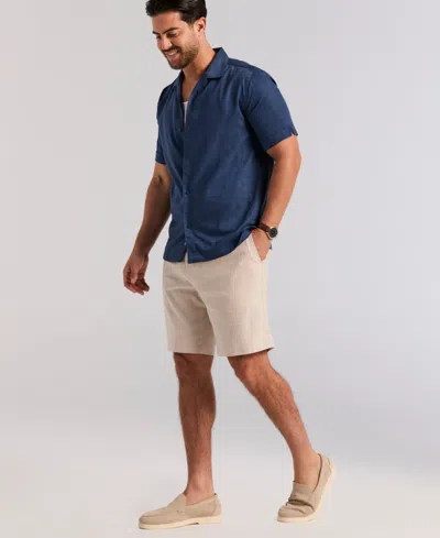 Cubavera Men's Solid Textured Camp Collar Shirt In Blue