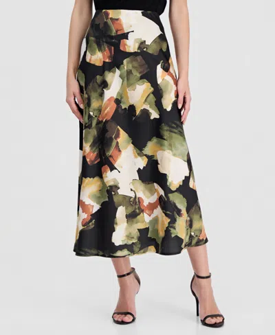 Anne Klein Petite Pull-on Bias Flared Skirt In Multi