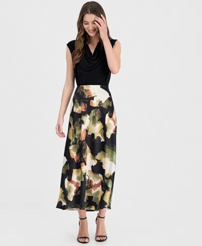 Anne Klein Petite Pull-on Bias Flared Skirt In Multi