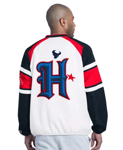Starter White Houston Texans Infield Play Raglan Pullover Jacket In Multi
