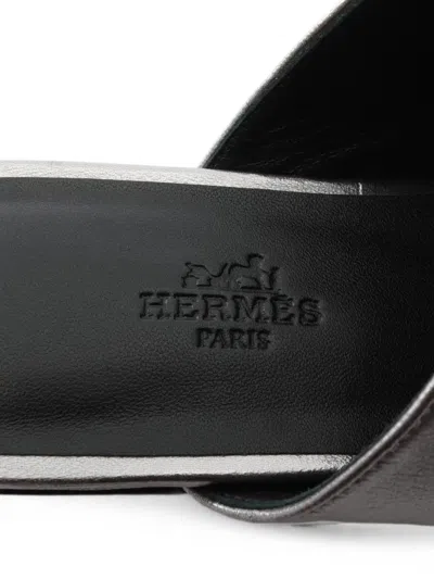 Pre-owned Hermes 2010s Idole Mule Sandals In Silver
