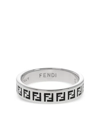 Fendi Logo Ring In Silver