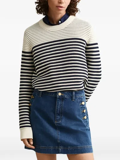 Gant Striped Textured-knit Sweater In Multi