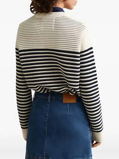 Gant Striped Textured-knit Sweater In Multi