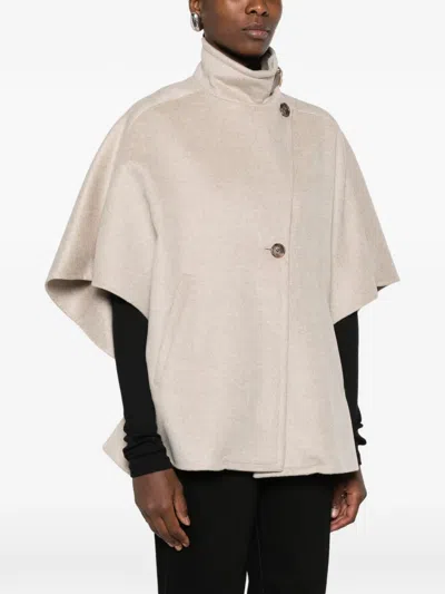 Max Mara Cashmere Cape In Neutral