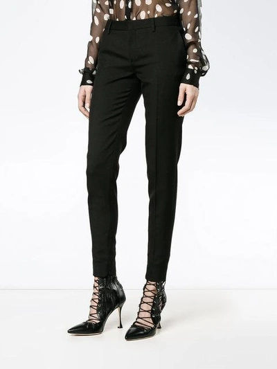 Shop Saint Laurent Gabardine Skinny Trousers In Black