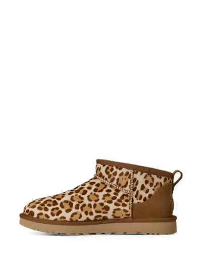 Ugg Stivaletto Donna Classic Ultra Mini Felicity Leopard Jasmine In Brown