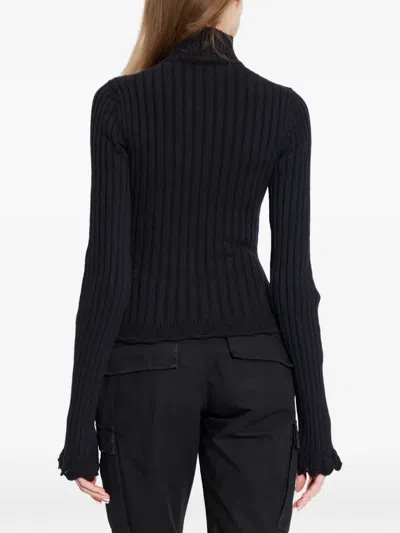 Balenciaga Cotton Rib Knit Heart Cutout Sweater In Black