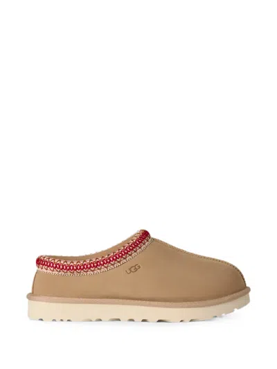 Ugg Tasman Suede Slippers With Shearling Lining In Neutral