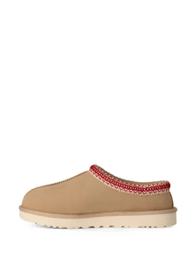 Ugg Tasman Suede Slippers With Shearling Lining In Neutral