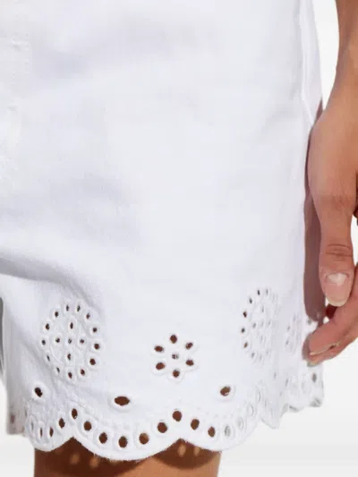 Frame Womens White The Eyelet Embroidered-hem Denim Shorts