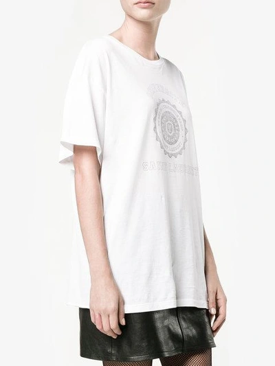 Shop Saint Laurent College Print Logo T Shirt In White