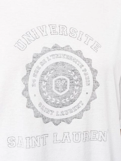 Shop Saint Laurent College Print Logo T Shirt In White