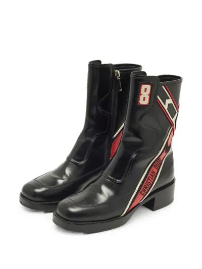 Pre-owned Dior Ally Panelled Boots In Black