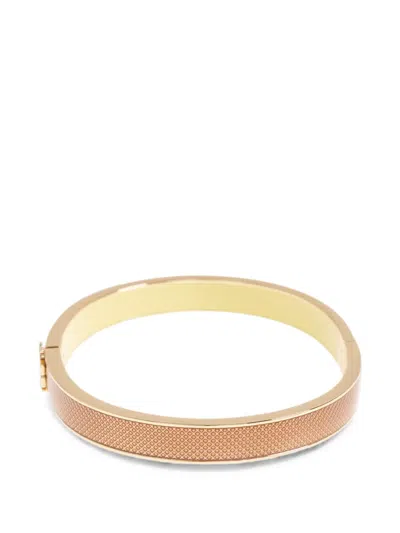 Tory Burch Double T Medium Textured Bangle In Brown