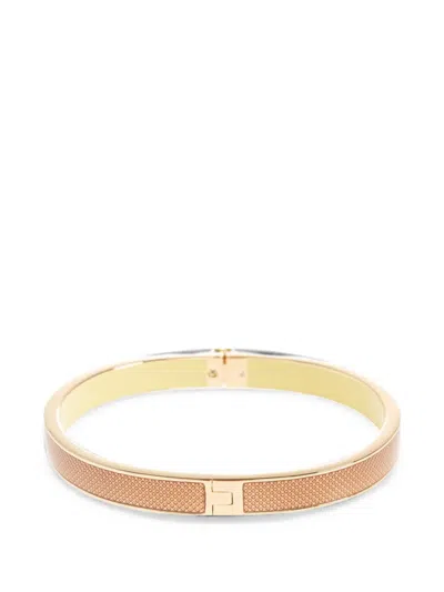 Tory Burch Double T Medium Textured Bangle In Brown