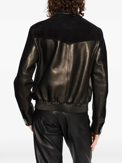 Versace Greca-embossed Panelled Jacket In Black