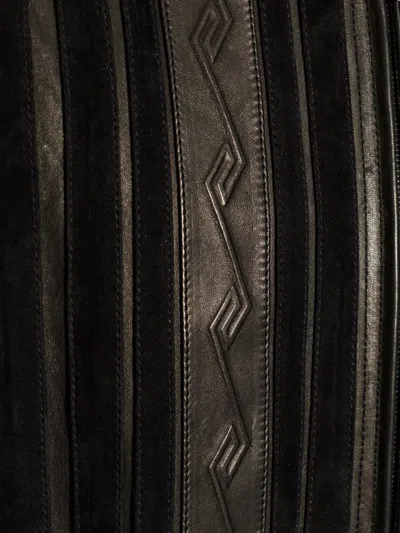 Versace Greca-embossed Panelled Jacket In Black