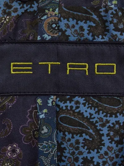Pre-owned Etro Check-pattern Coat In Blue