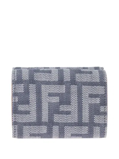 Fendi Ff-pattern Tri-fold Wallet In Gray
